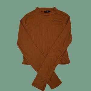 toffee brown long sleeve ribbed shirt size medium